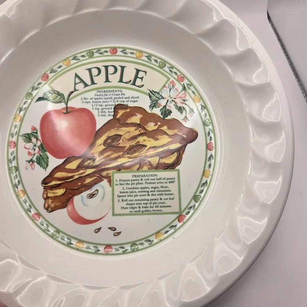 Vintage Ceramic Pan Plate Golden Pie Collection Himark apple pie recipe EUC
